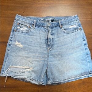 American Eagle Outfitters Women's Distressed Light Blue Jean Shorts